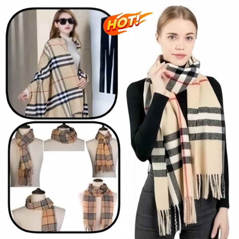 Cachecol Inverno Lenço Pashmina Xale Palha Tecido Macio Inverno Imitação de Caxemira - Xadrez