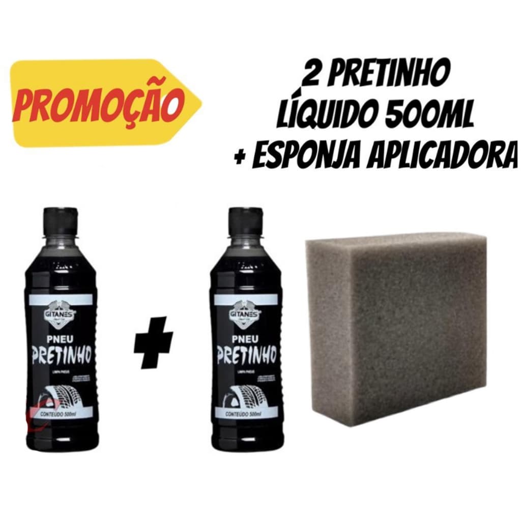 Pretinho Liquido 500ml - Kit Com 2 Unidades + esponja aplicadora