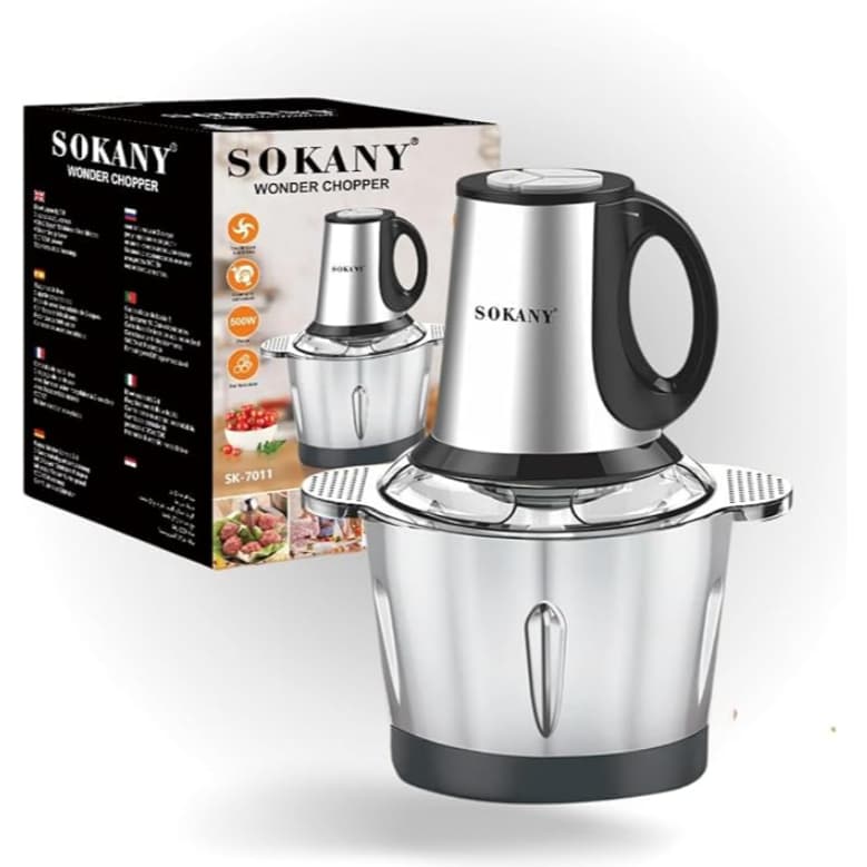 3L Picador De Alimentos Moedor De Carne Mixer Elétrica Processador Cozinha Casa Alho - 110V\220V SOKANY