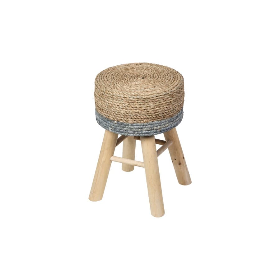 Puff Banquinho Boxbit fibra natural (seagrass) com base em madeira