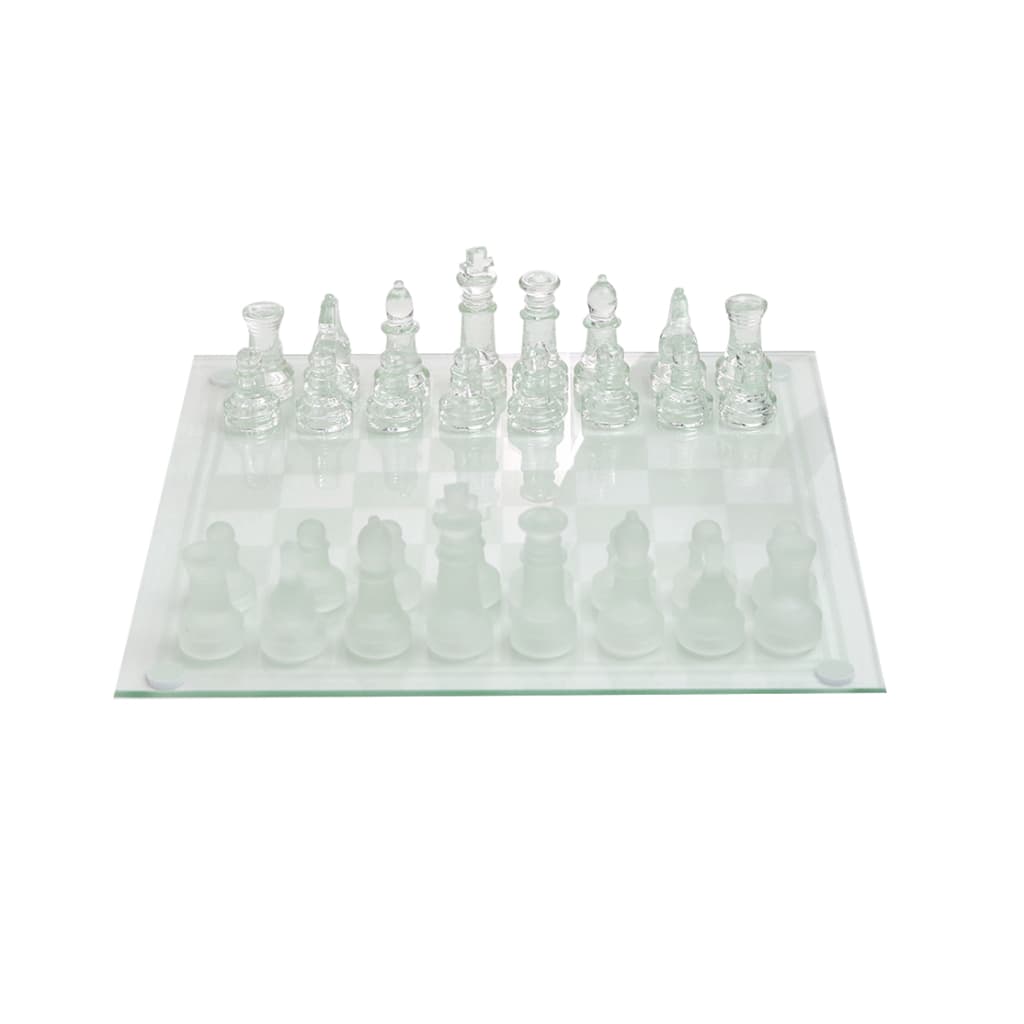 Jogo de Xadrez Com Tabuleiro e Peças de Vidro 20x20cm