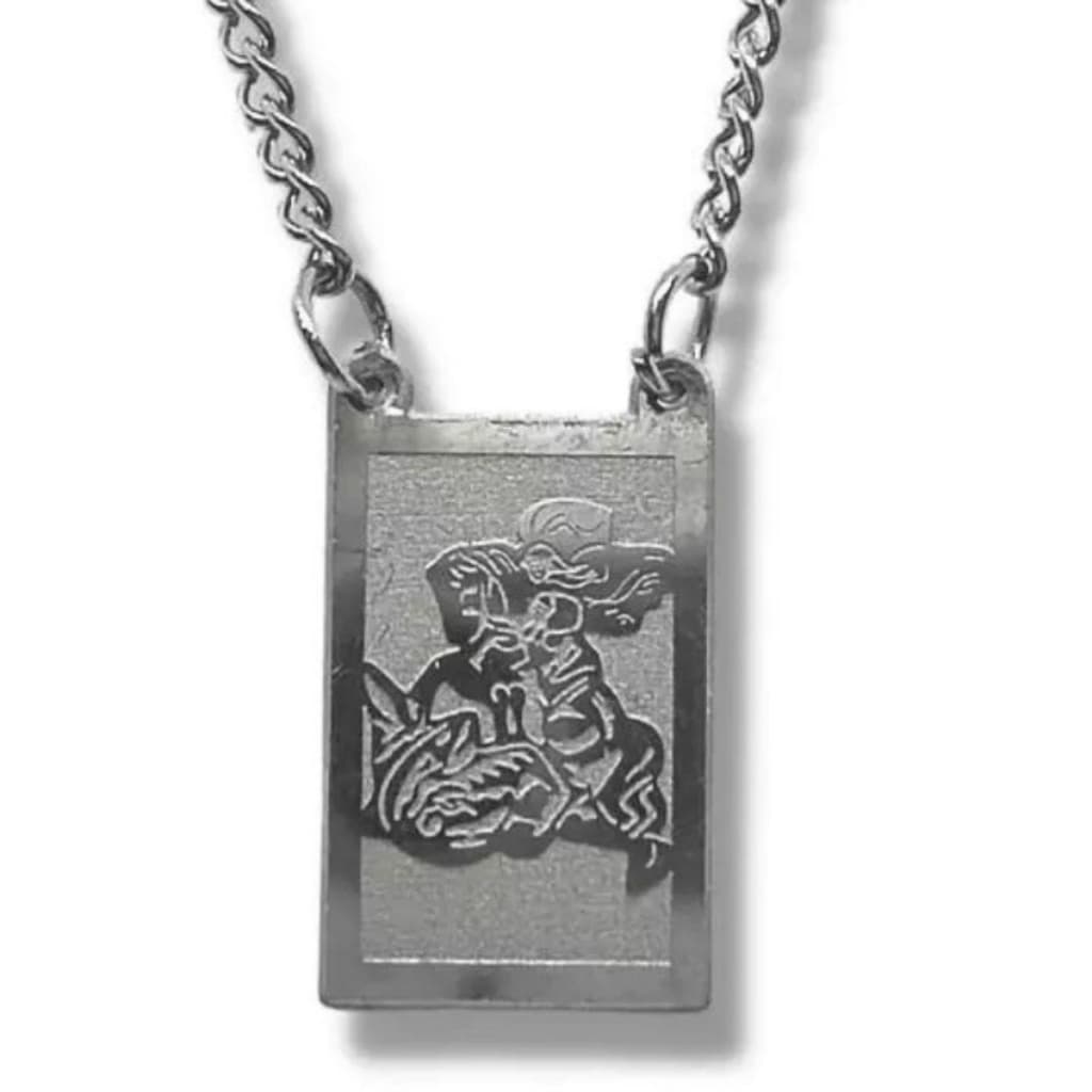 Colar Escapulário de Aço Inox Prata São Jorge Inoxidável 316L Masculina Feminino