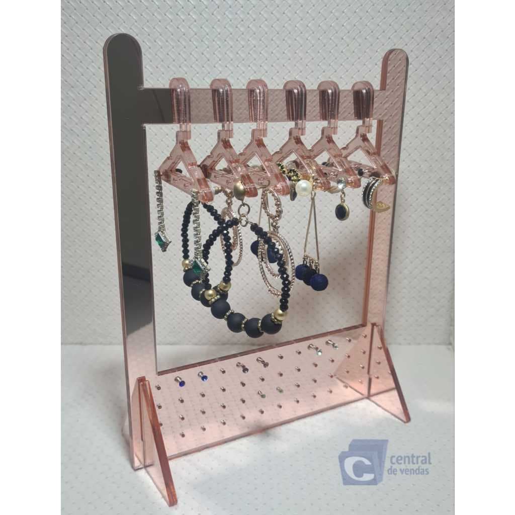 Expositor Porta Joia de Brincos em Acrilico - Modelo Arara com cabide