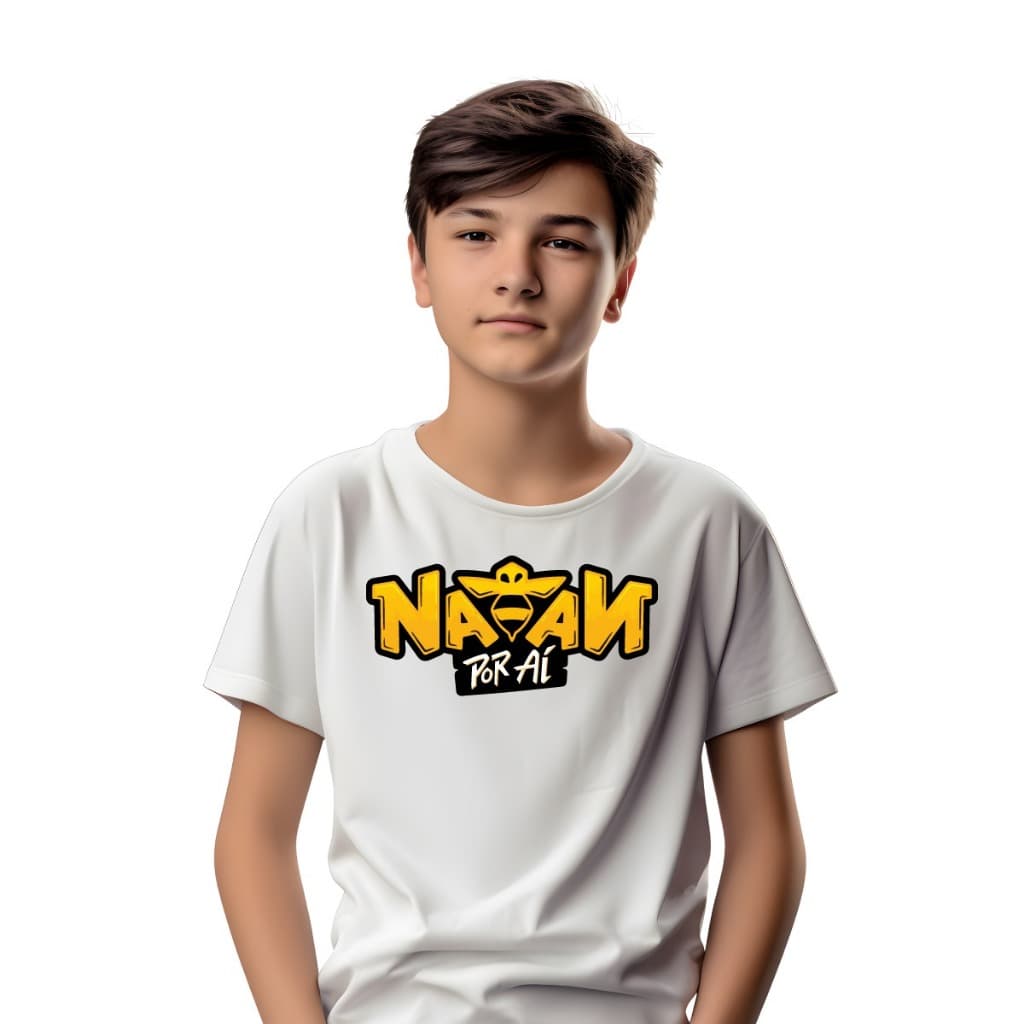 Camisa Camiseta branca infantil Natan por ai Youtuber o Segredo da colméia skate radical gamer youtube