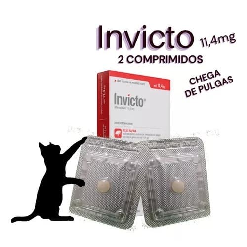 Invicto 11,4mg 2 Unidades Antipulgas e Carrapatos para Cães e Gatos Remédio para Pulgas e Carrapatos