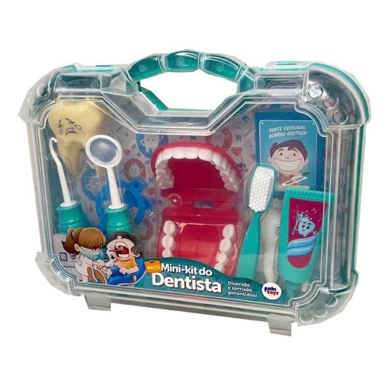 Maleta Dentista Verde Grande Brinquedo de Odontologia Educacional