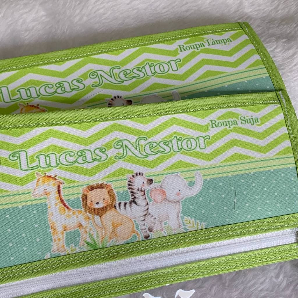 3 Saquinhos Personalizado (Roupa limpa / Roupa Suja / Kit Higiene ) P / Maternidade, Escola, Creches