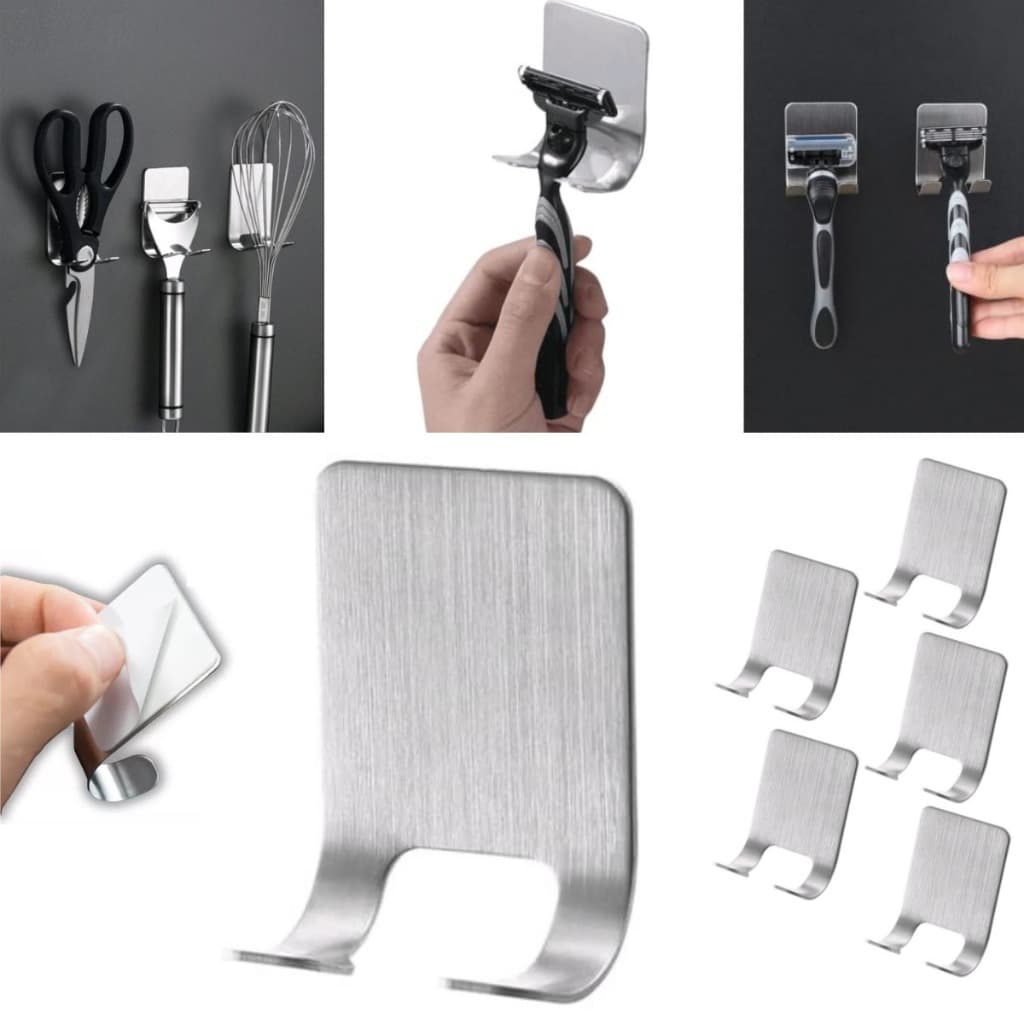 KIT 5 GANCHO Suporte INOX Parede Adesivo Pendurar Universal Multiuso SEM FUROS CABIDE ALTA ADERÊNCIA