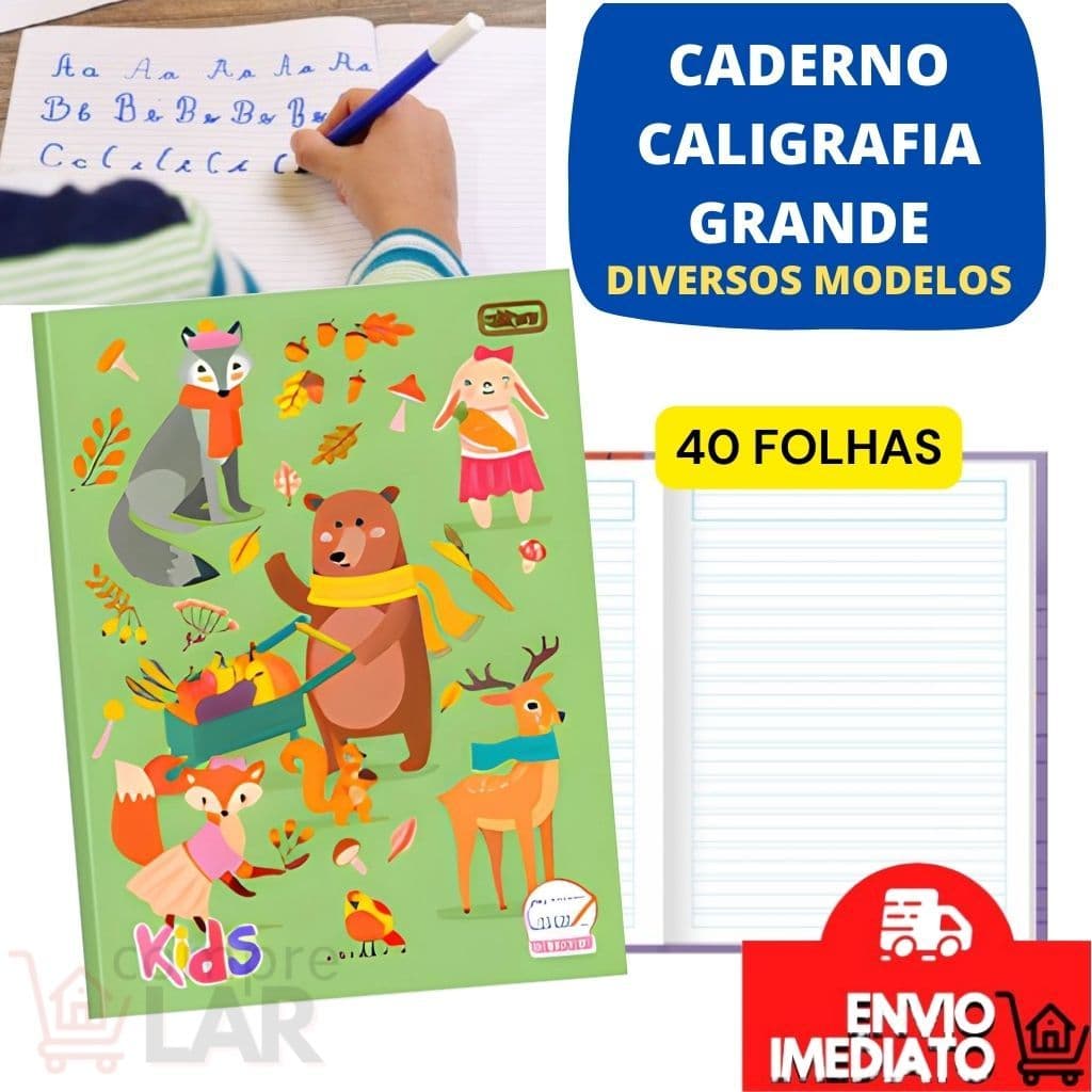 Caderno Grande Caligrafia 40 Folhas TILIBRA Capa Dura Diversos Modelos 24,5 cm X 18,7 cm