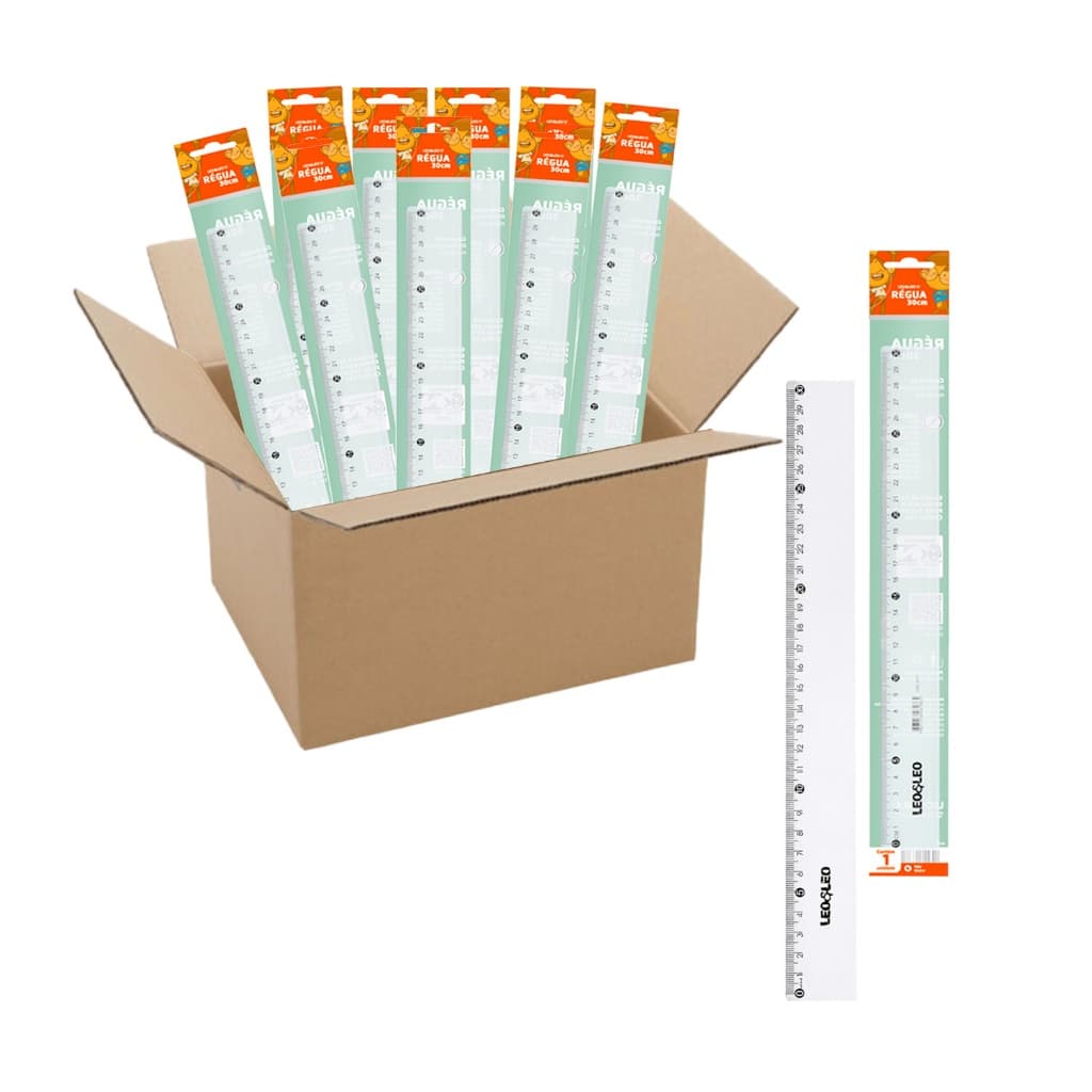 Kit Régua Transparente 30 Cm Leoeleo 10 Unidades Atacado Acrilico