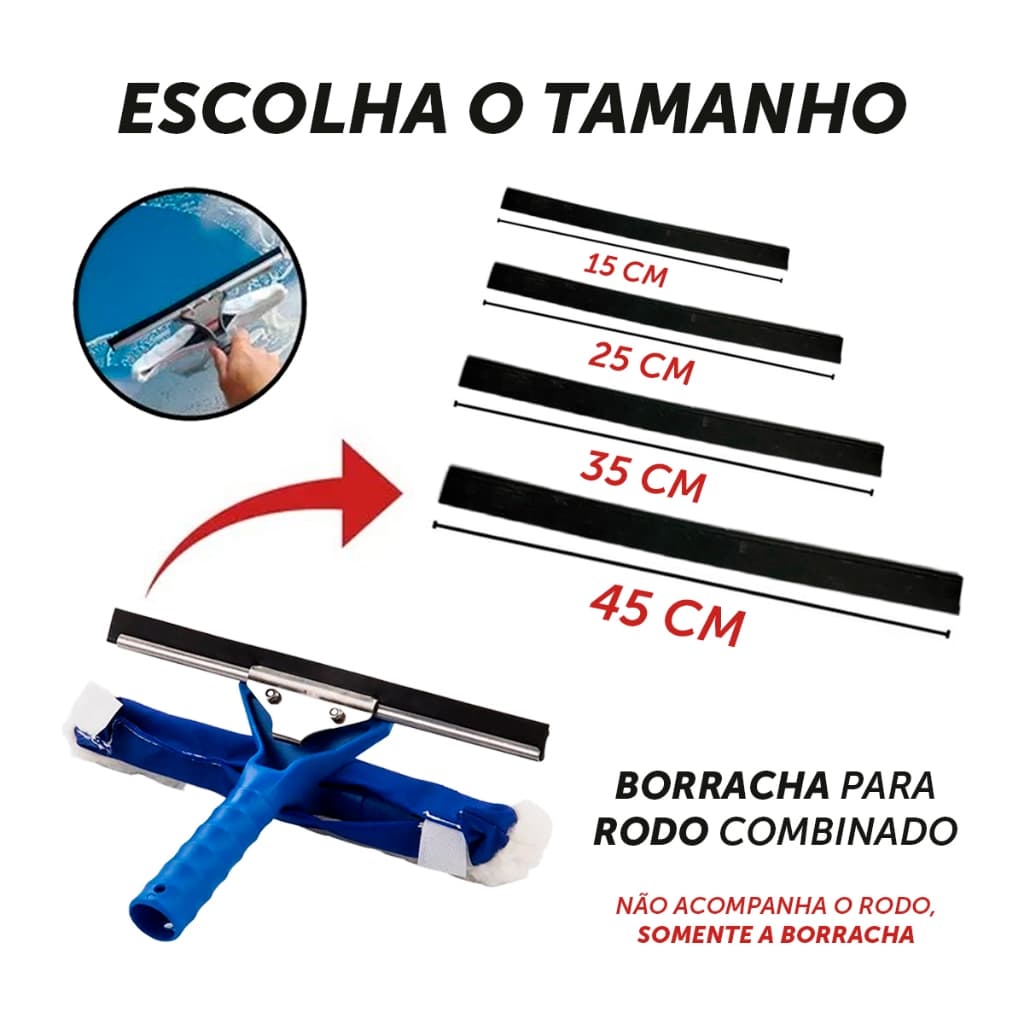 BORRACHA EM SILICONE PARA REPOSIÇÃO EM RODO LIMPA VIDRO ESCOLHA O TAMANHO