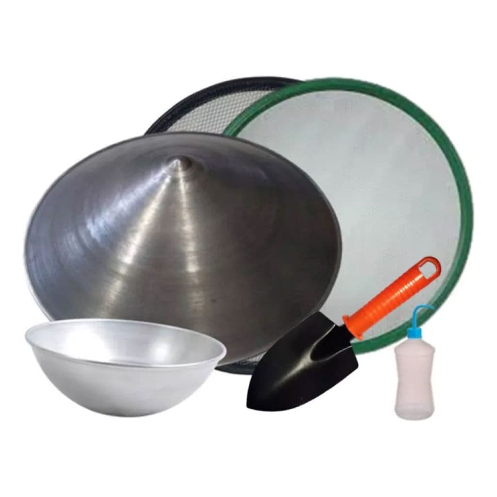 Bateia 440 Cm 2 Peneira Para Garimpo Cuia 20cm Mini Pa Ouro