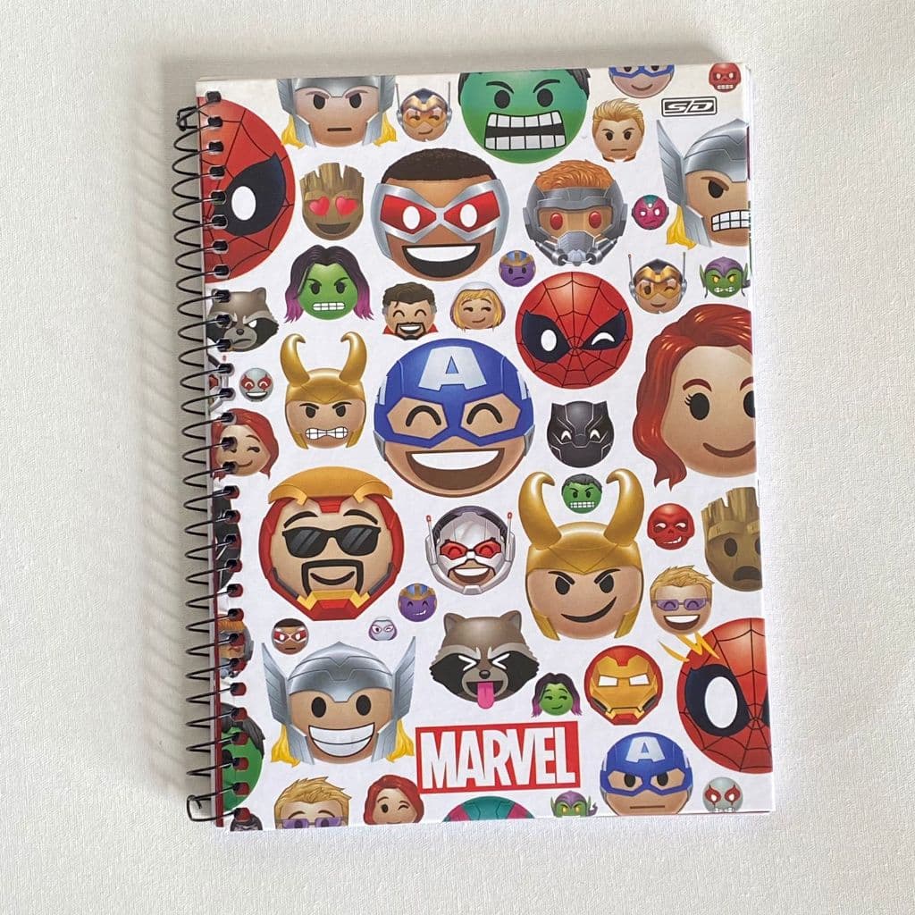 Caderno Colegial Espiral Masculino e Feminino Marvel Personagens 1 Matéria 80 Folhas