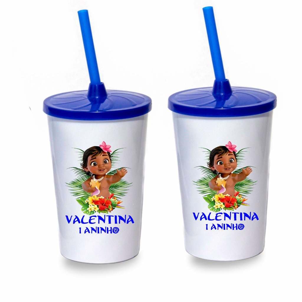 COPOS DE ACRÍLICO PERSONALIZADOS COM TAMPA E CANUDO PARA ANIVERSÁRIO INFANTIL