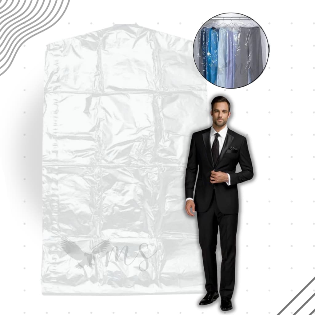 Kit 100 Sacos Plásticos Capa Protetora De Lavanderia Para Vestido Roups Terno Tamanho G - 60x180