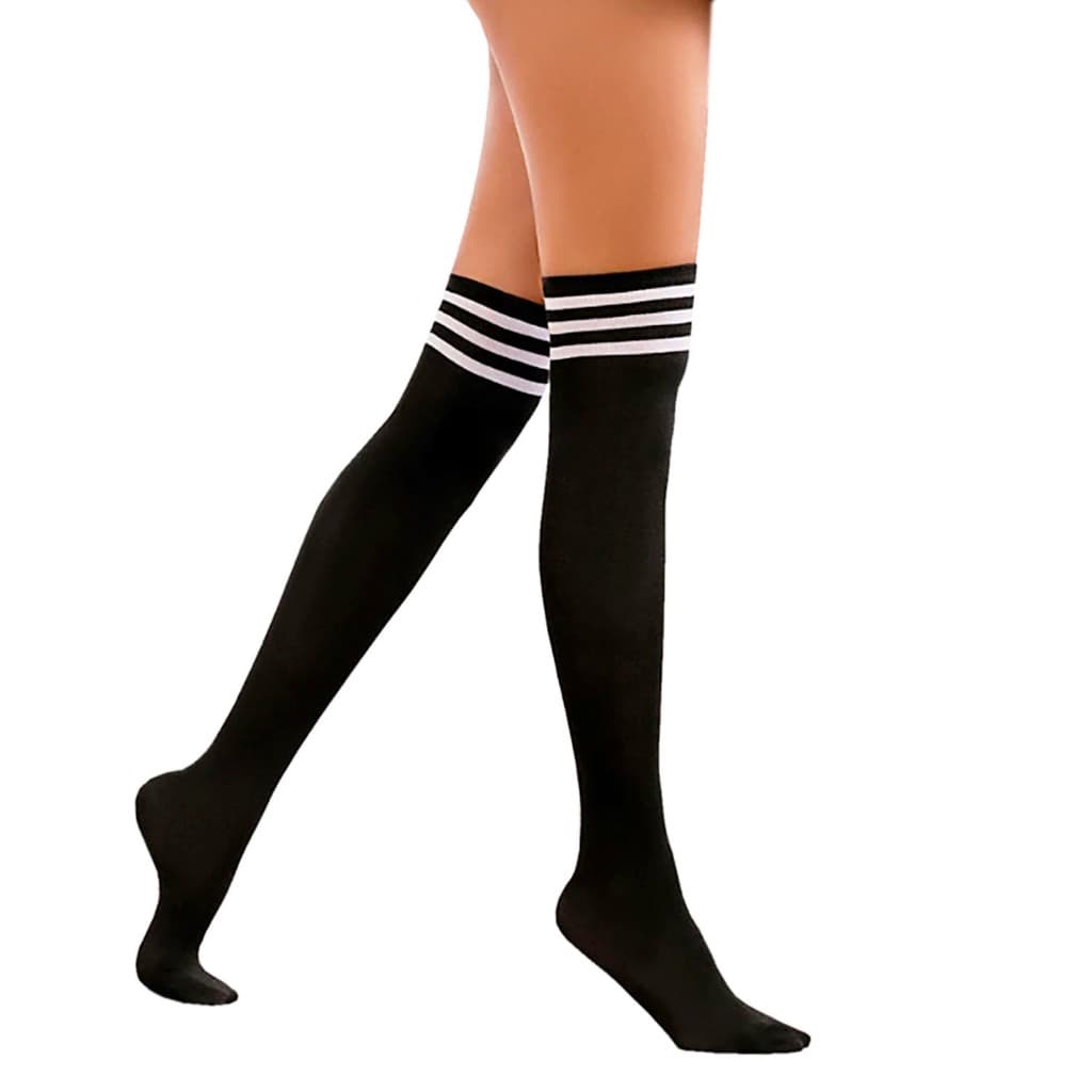 Meia 7/8 Colegial Acima do Joelho - Modelo Cosplay Fantasia com Listras