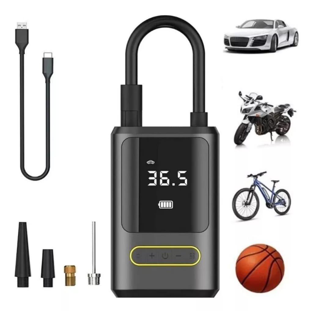 Bomba De Ar Elétrica Digital Encher Pneu De Carro Moto Bike