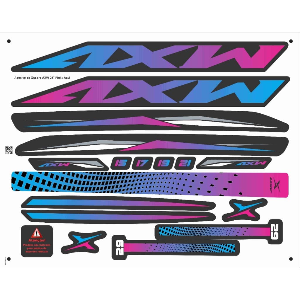 Adesivo de Quadro e Roda compatível Bikes AXW kit 2 peças
