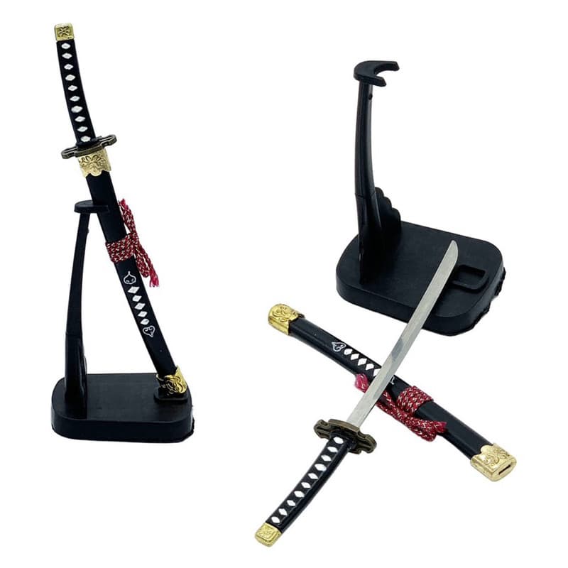 Enfeite Mini Espada Katana Samurai Miniatura Metal C/ Suporte