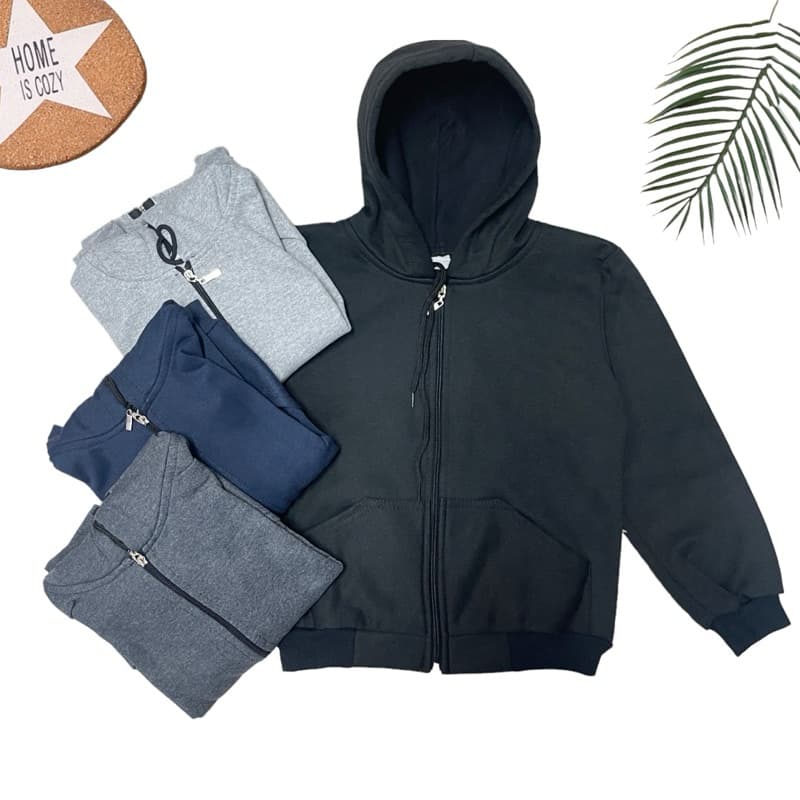 Blusa Moletom Menino Infantil Básica Com Zíper Capuz