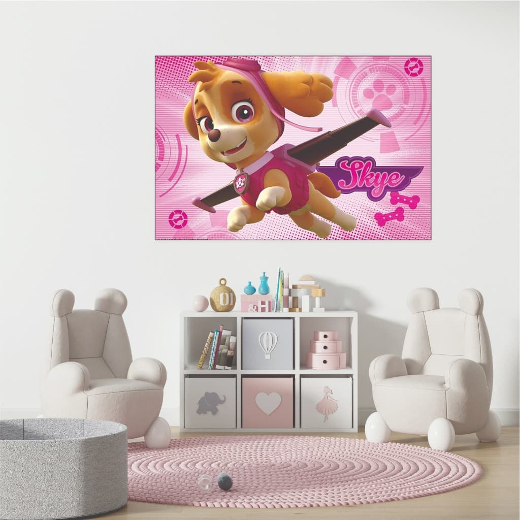 Quadro decorativo patrulha canina skye decoração quarto menina infantil festa aniversário presente