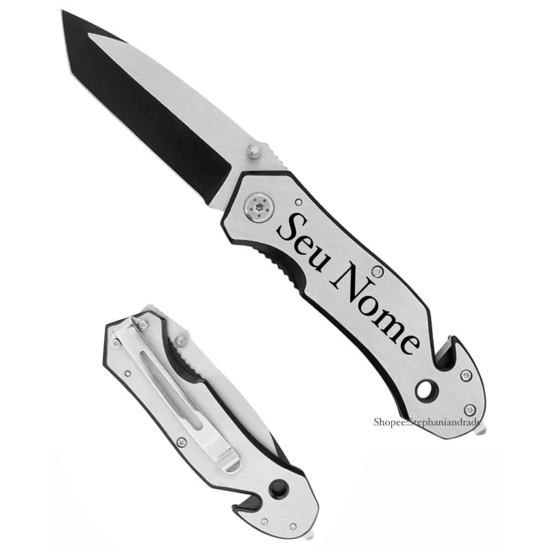 canivete aço inox de bolso C/trava personalizado