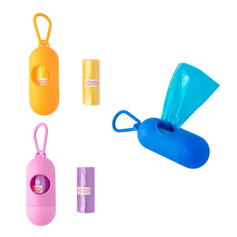 Kit Cata Caca Fezes Porta Saquinhos + 2 Refil Rolo Pet Cachorro Gato Passeio Viagem