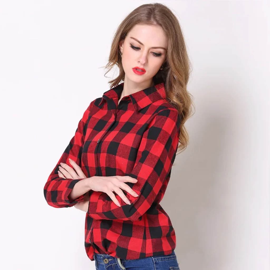 Blusa Camisa Xadrez Feminina Moda Inverno Premium