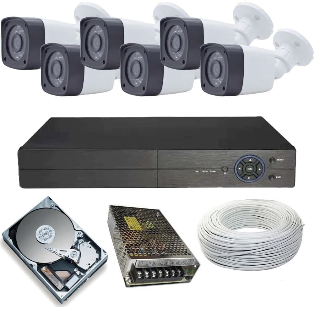 Kit 6 Câmeras de Segurança Interna e Externa Com Infravermelho Acesso Celular HD 1TB