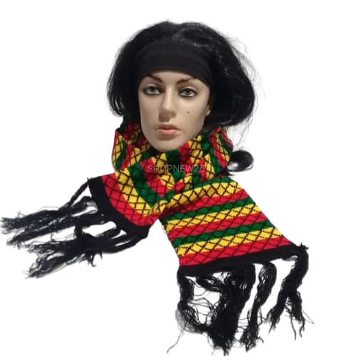 Cachecol Do Reggae Retangular com franja Unissex 1 Metro e 1/2 Meio