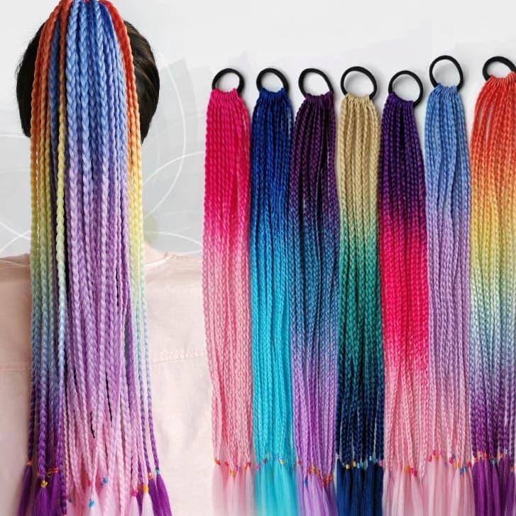 Faixa Elástica Cabelo Trançado Rabo de Cavalo Headband 60cm/ Cor Gradiente/ Alta Moda/ Envio Imediato/ Carnaval - WL