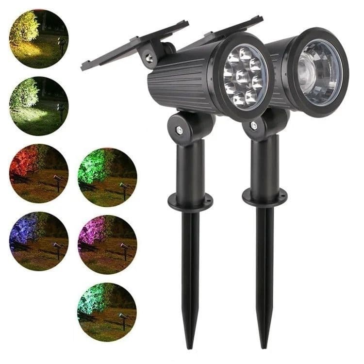 Luminária Projetor Solar Para Jardim Espeto Spot LED A Prova D'agua RGB 7 Opção de Cores