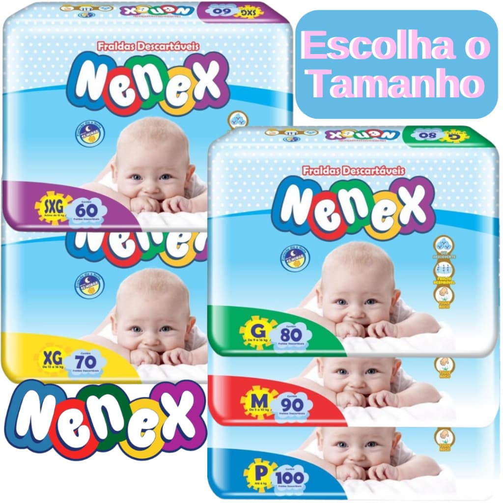 Fralda Descartável Nenex Mega Proteção Noturna E Diurna Conforto Absorção Seca Bebê Todos Os Tamanhos Qualidade Econômic