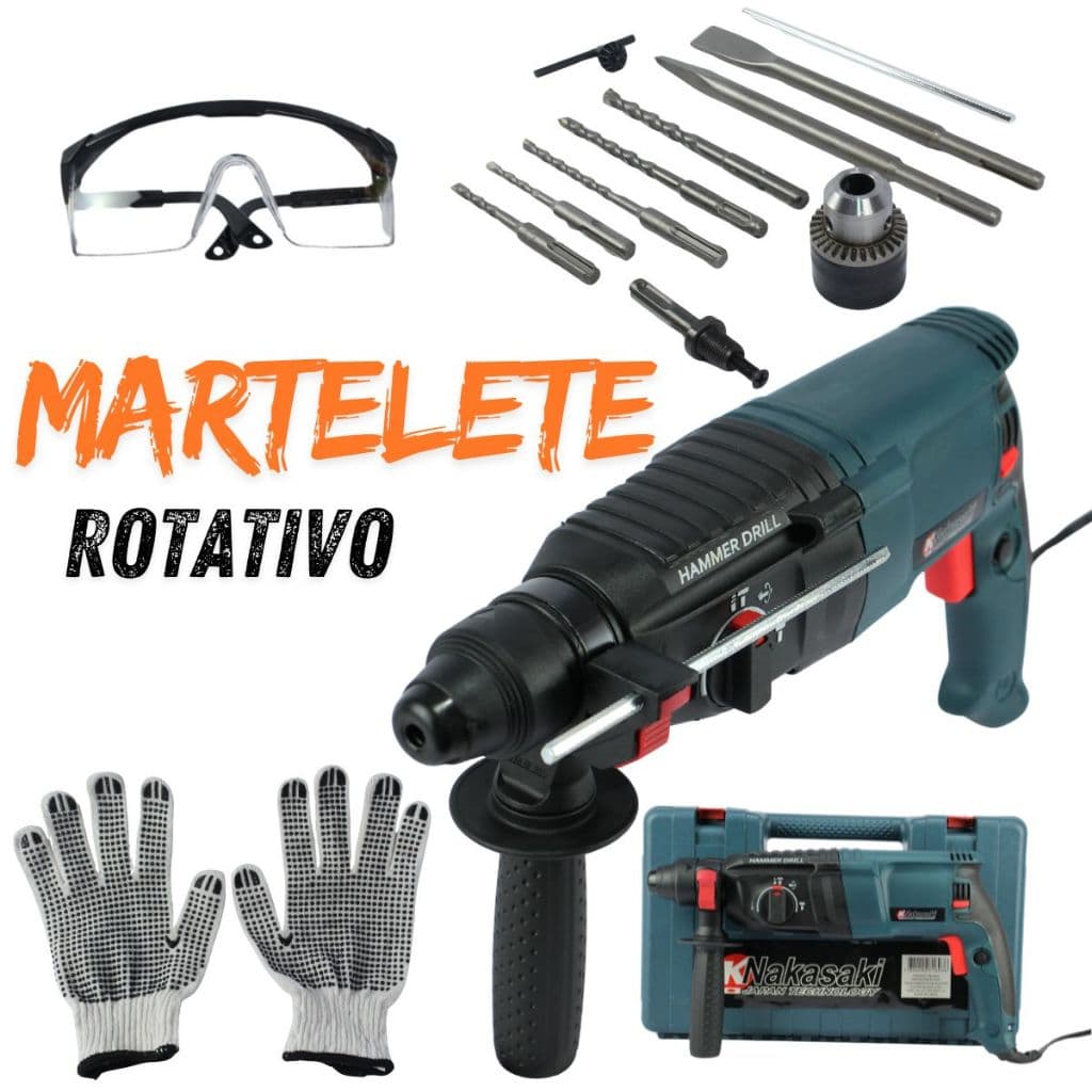 Martelete Rotativo Rompedor Furadeira   1200w + ascessorios