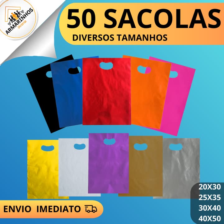 Sacola Para Loja Boca de Palhaço 50un Diversos Tamanhos Pronta Entrega