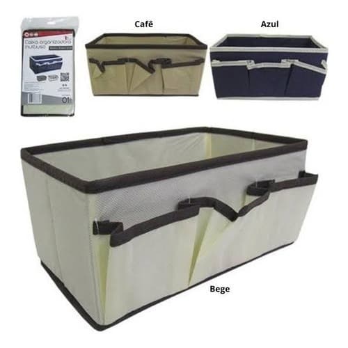 Caixa Organizadora Pvc Tnt Dobravel Multiuso 4 Divisorias25X15X12CM 7876