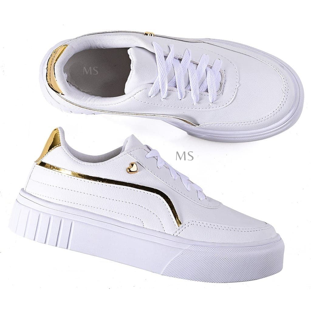 Tenis Casual Feminino Branco Coraçao 34 ao 40