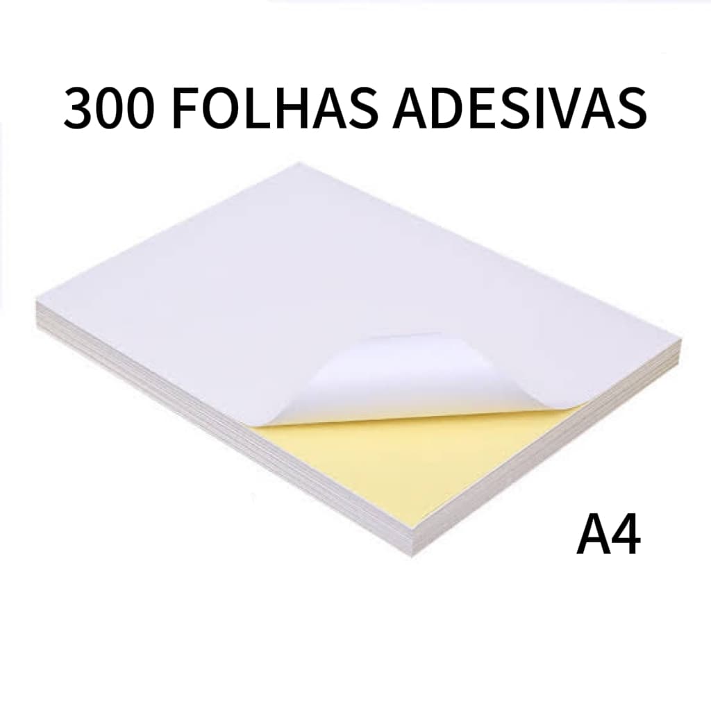 300 Folhas A4 Papel Adesivo Branco Fosco de Etiqueta Pacote