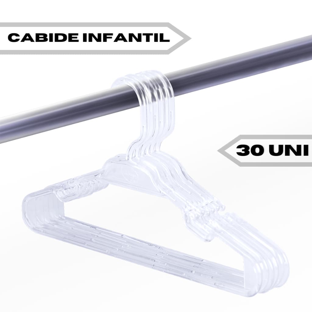 Kit 30 Cabide Acrílico Transparente Enxoval Infantil