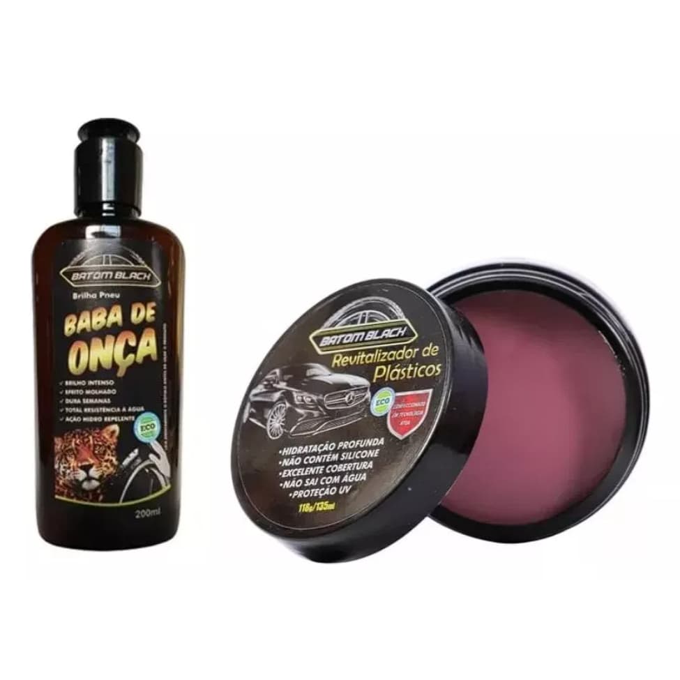 Kit Pretinho Baba De Onça + Cera Revitalizadora de Plásticos, Batom Black