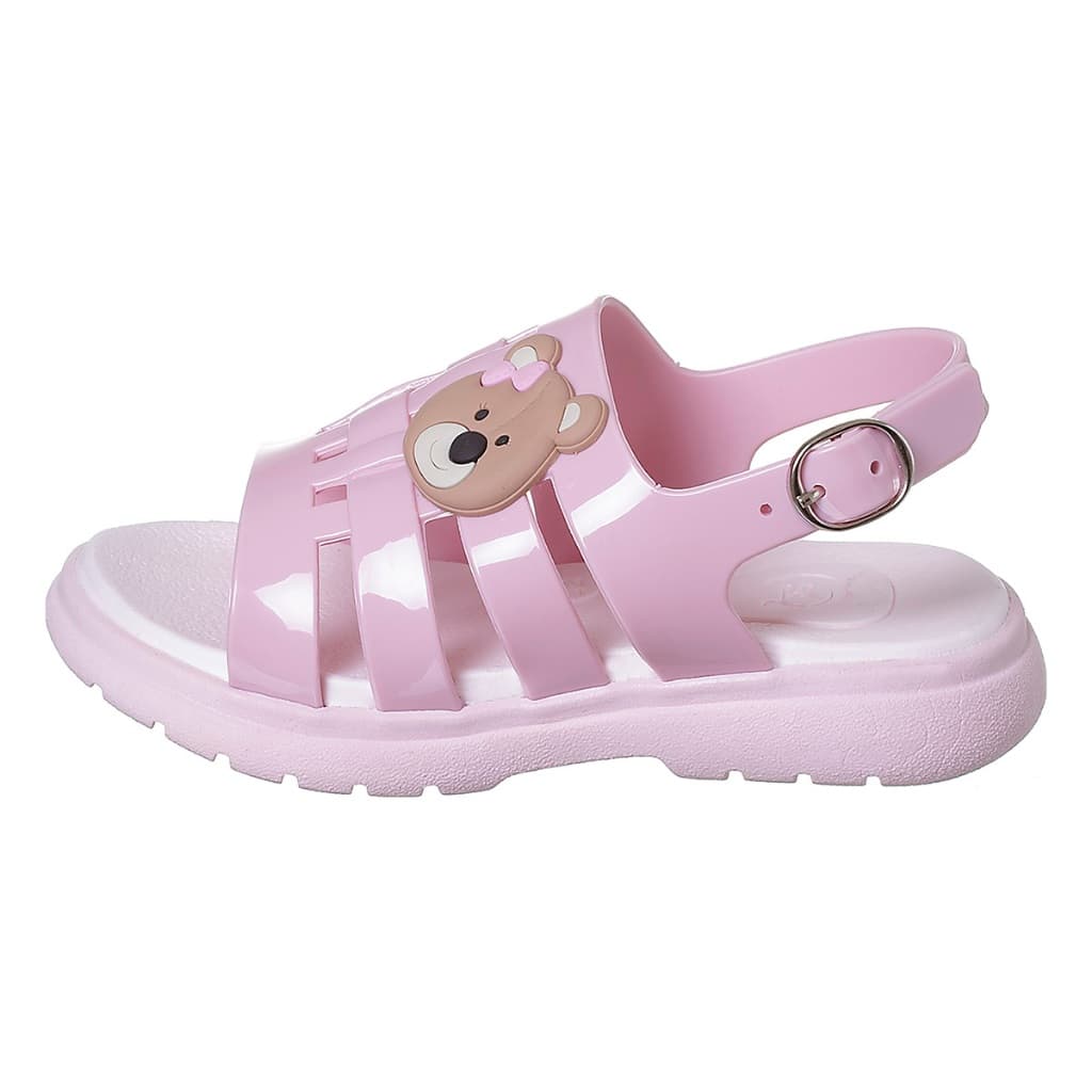 Sandalia de Borracha Infantil Menina  Enfeite Ursinha Rosa
