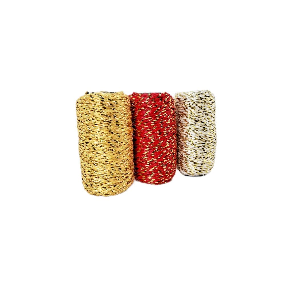 Kit 3 Rolo Fio Poliéster Cordão Decorativo 2mmx50m Presente