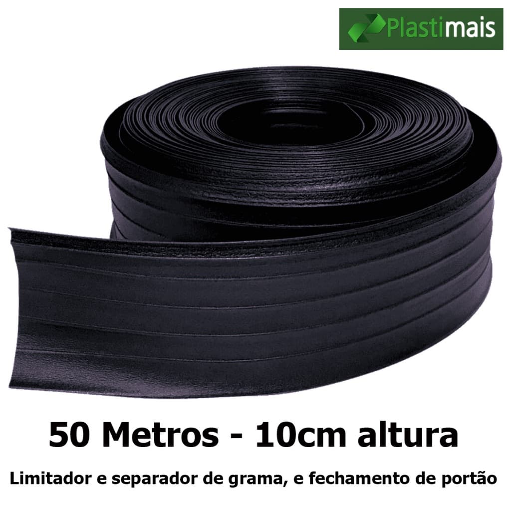 Limitador Grama Fechamento De Portão Preto 50 Mts 10cm