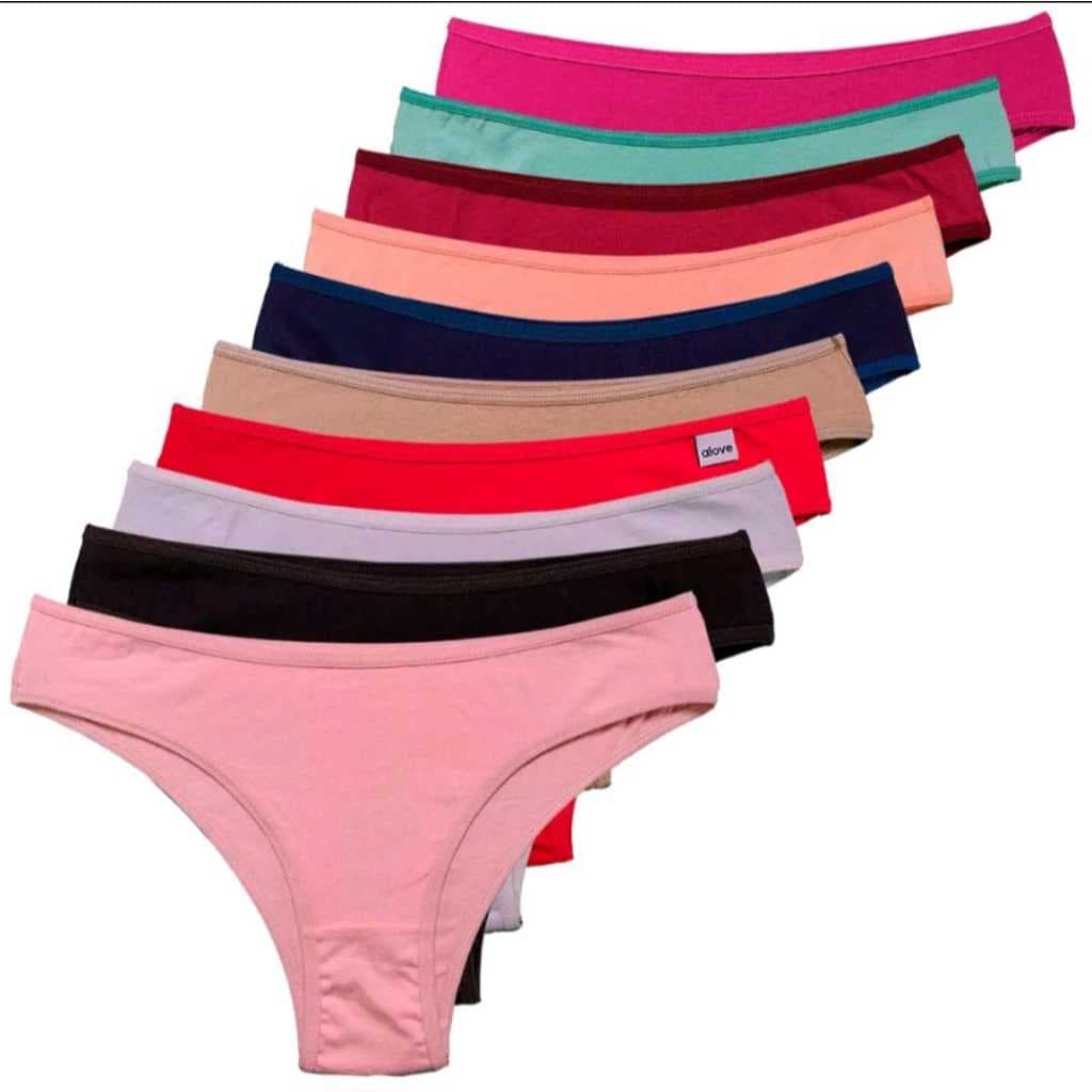Kit 10 calcinha de algodão conforto cós alto calcinha algodao tanga cotton feminina cos largo Premium 100% algodão P M G GG