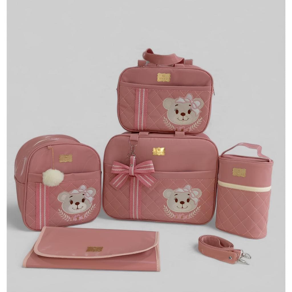 KIIT BOLSA MATERNIDADE, KIT URSO COM FITA MENINO/MENINA MALA PARA RECÉM NASCIDO KIT DE LUXO 5 PEÇAS IMPERMEÁVEIS.
