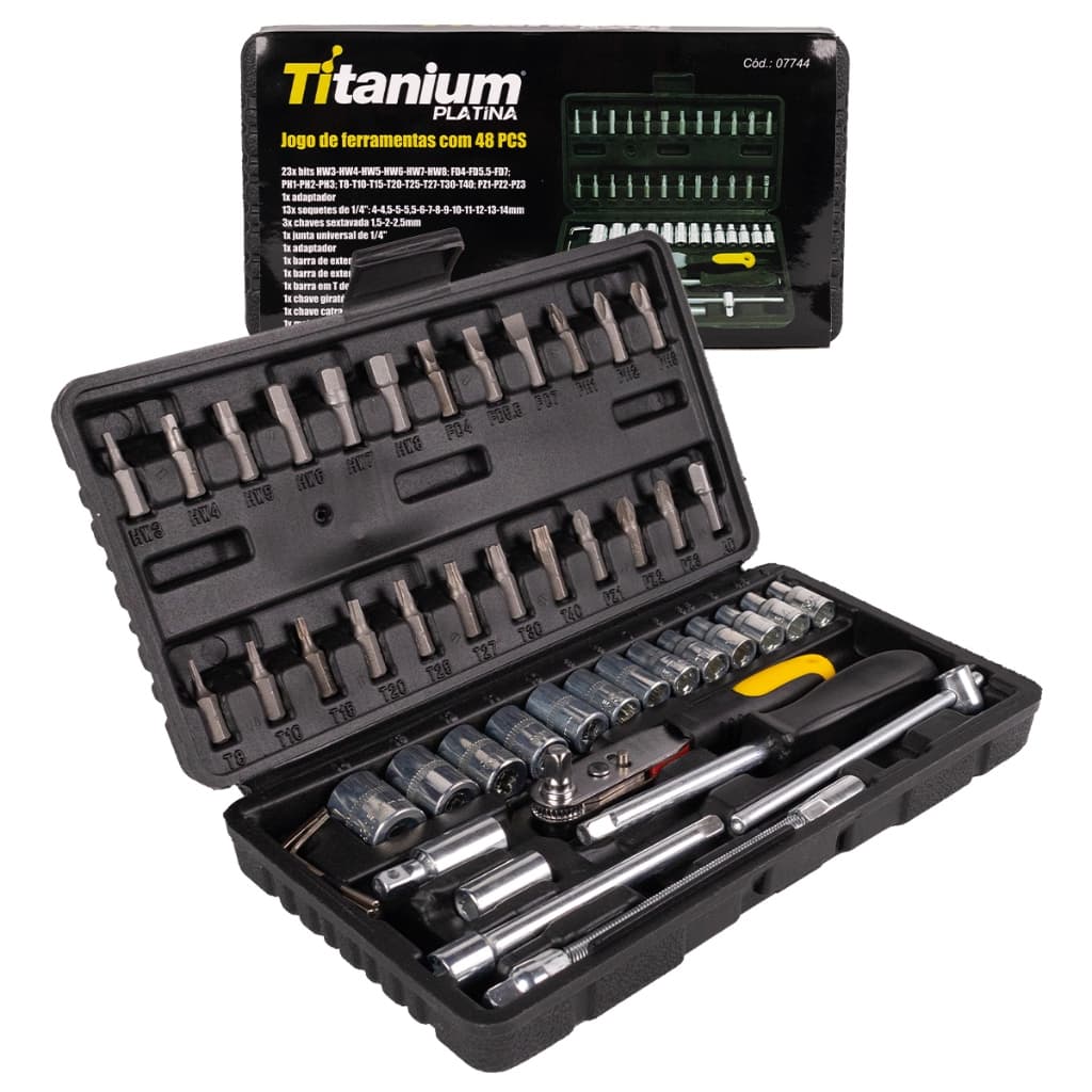 Kit Jogo De Ferramentas Com Maleta 48 Peças Titanium