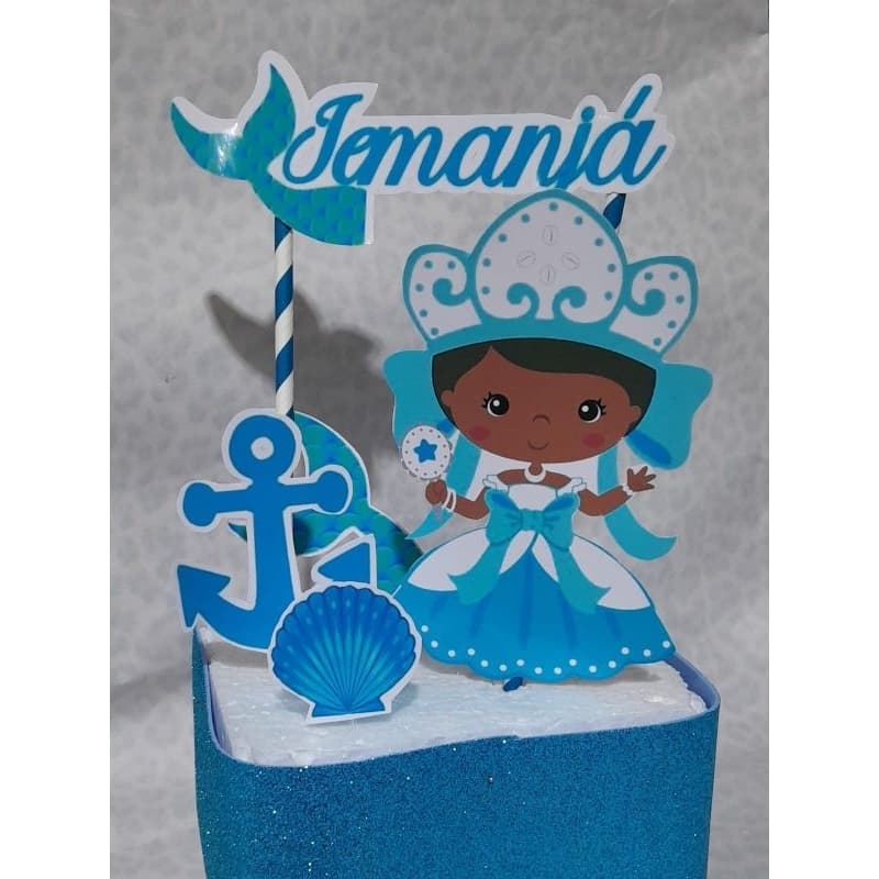 ENFEITE TOPO DE BOLO MÃE IEMANJA Orixa Topper Umbanda Candomble