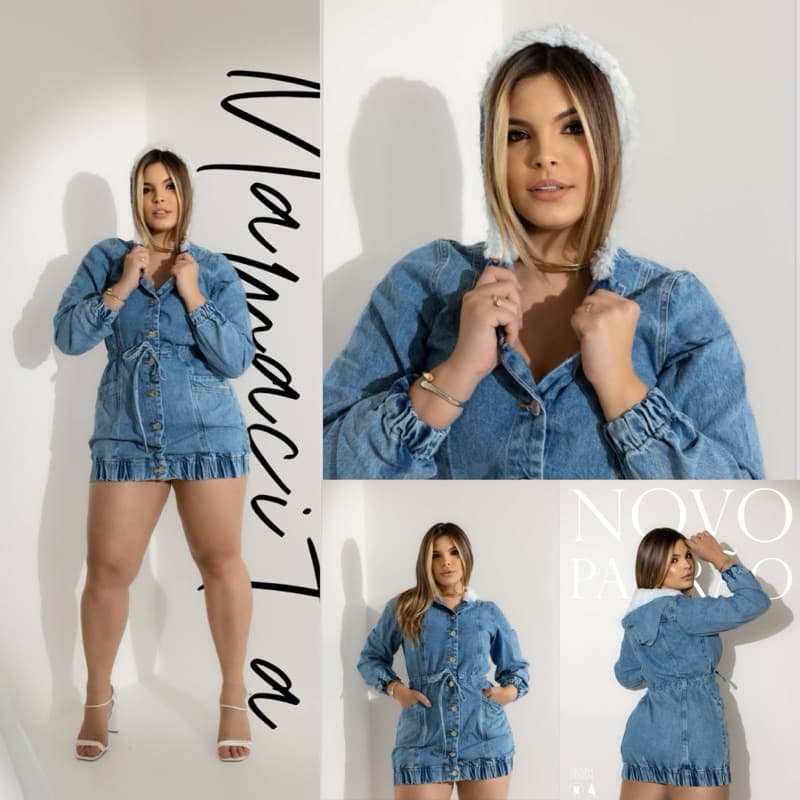 Jaqueta Jeans 100% Lavado Marmorizado Mamacita Jeans