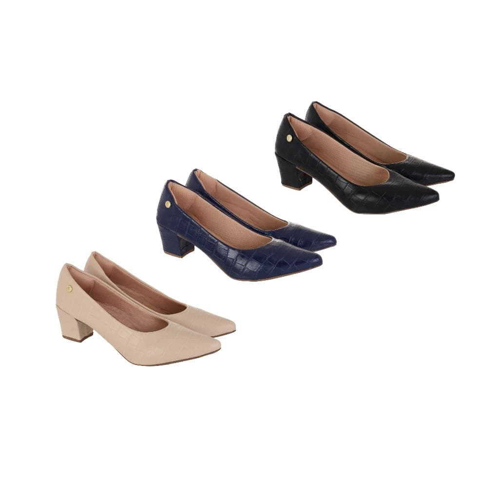 Sapato Feminino Scarpin Croco social MODA CONFORTAVEL