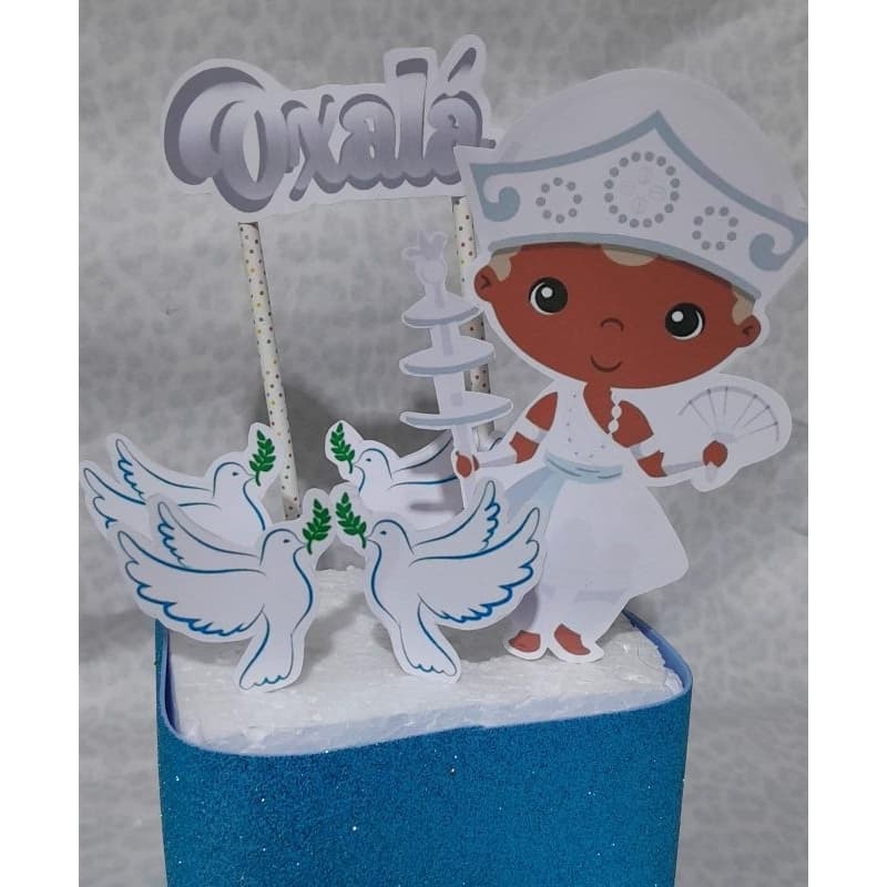 TOPO DE BOLO PAI OXALA Umbanda Candomblé Topper Cake Enfeite